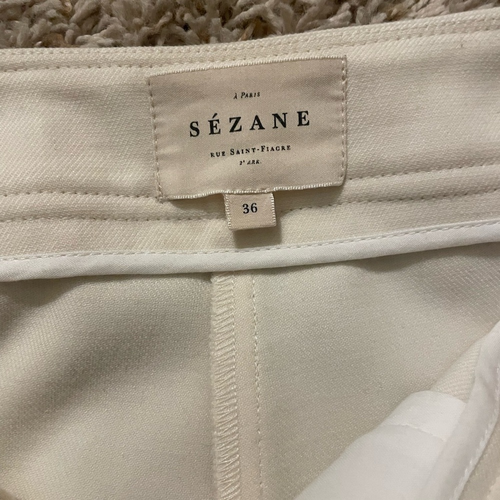 Sezane Soft Cream High-Waist Wide-Leg Trousers - Picture 10 of 14